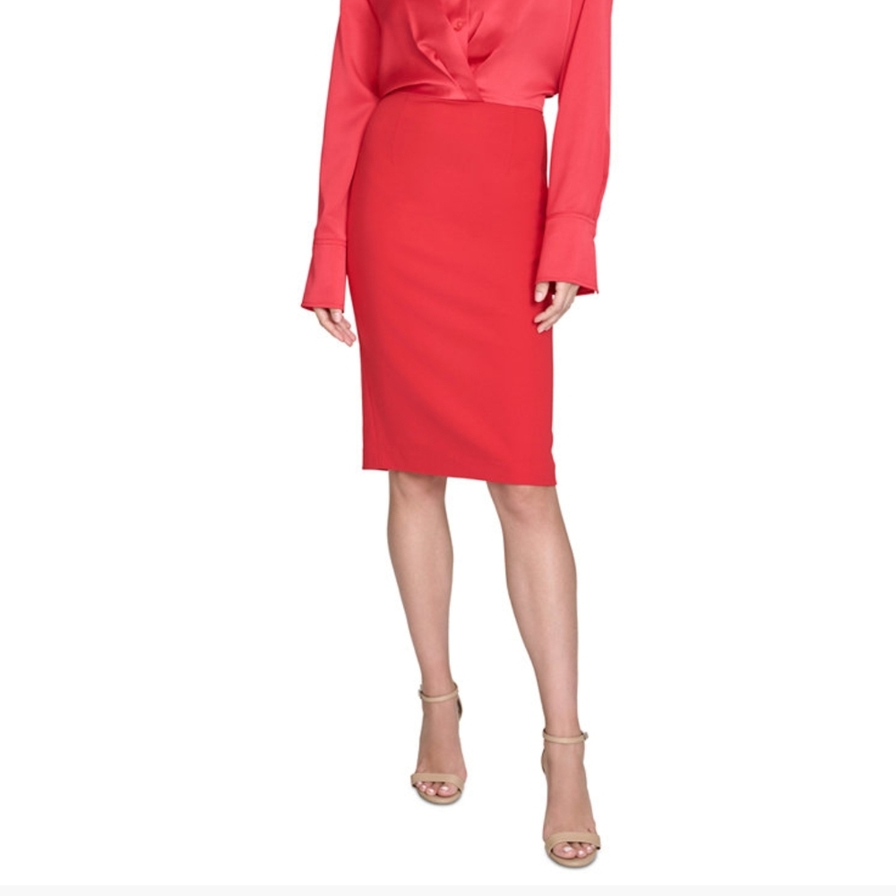 Elegant Red Pencil Skirt